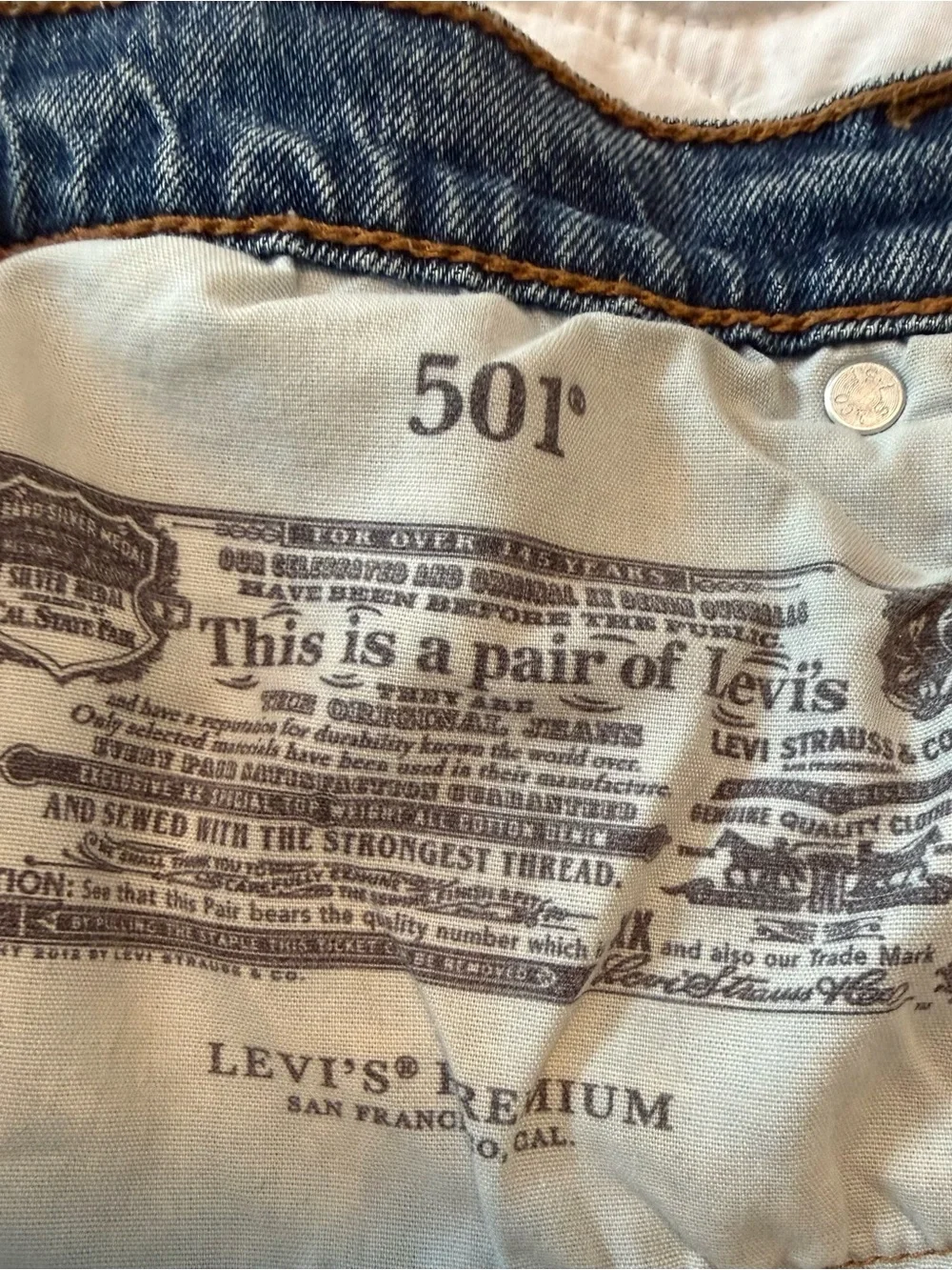 Levi’s Premium 501 Original Distressed Denim Cutoff Shorts Button Fly High Rise